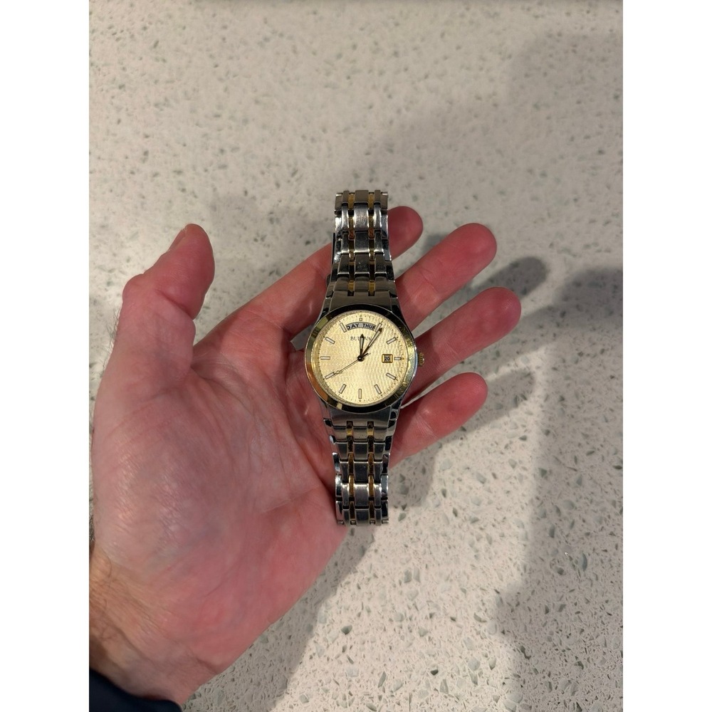 Bulova Mens Watch 98C60 Two Tone Stainless Quartz